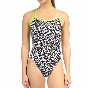 Adidas Open Back One Piece Swimsuit Cheetah